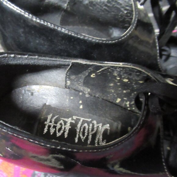 Goth Black Patent Leather Chunky Platform Heel Mary Jane Shoes *Flawed* - Picture 3 of 12